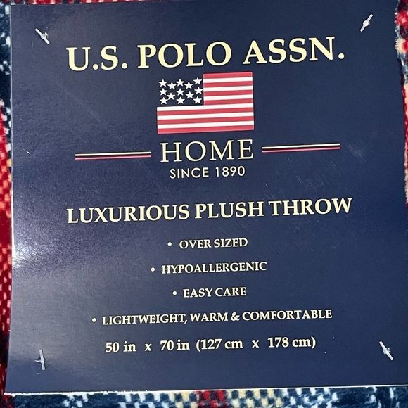 NWT US POLO ASSOC luxurious plush throw, oversized, easy care - Picture 4 of 7